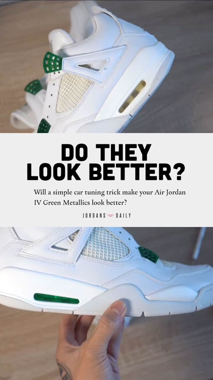 Sneaker News x Jordans Dailyのインスタグラム：「Does this simple car tuning trick make these Green Metallics look better?」