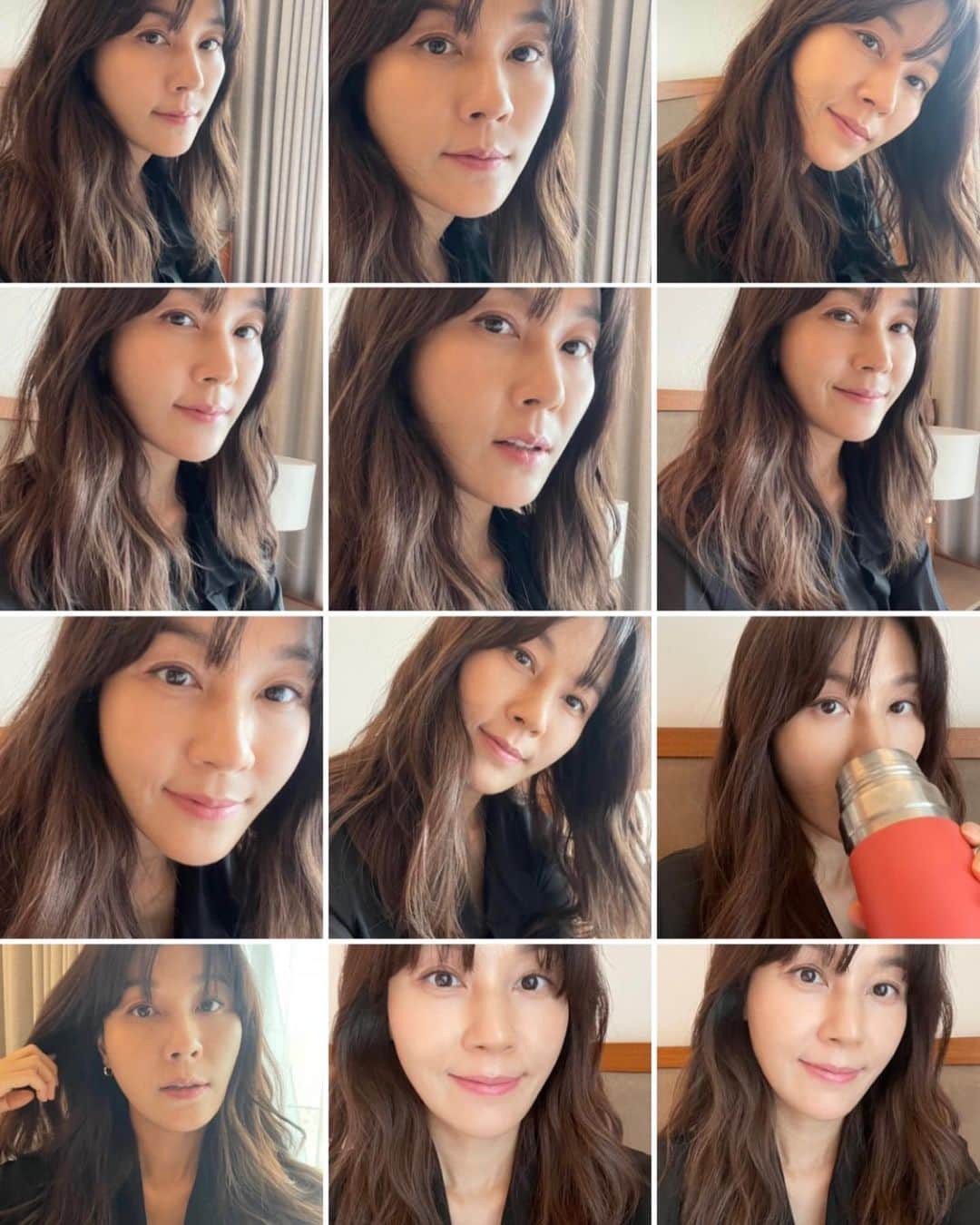 キム・ハヌルのインスタグラム：「몇 년 만에 자른 앞머리라~ 자꾸 셀카셀카🤳😁🧡」
