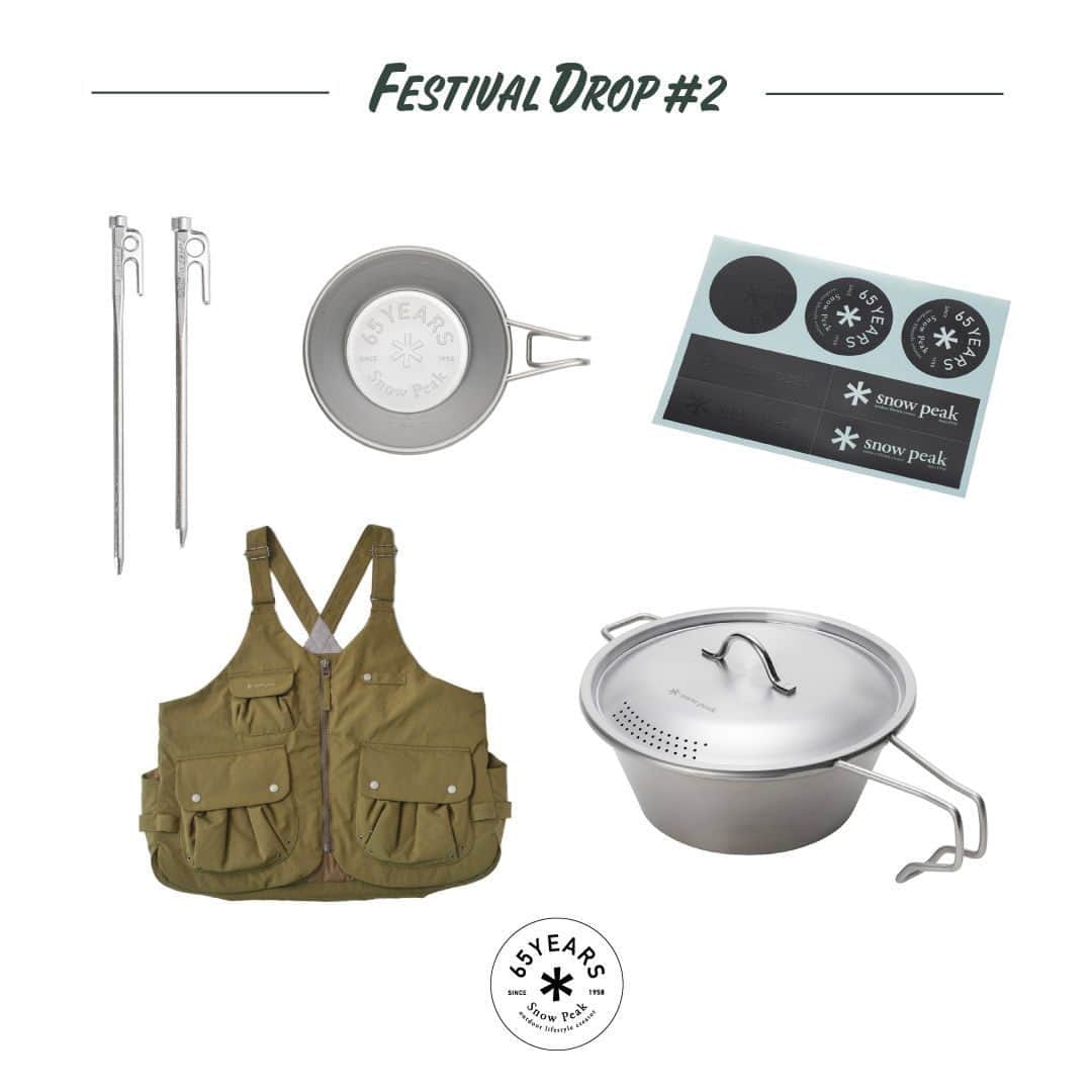 Snow Peak USAのインスタグラム：「Festival Drop #2 is here! Don't miss the next release of a limited-edition 65th Anniversary products.」