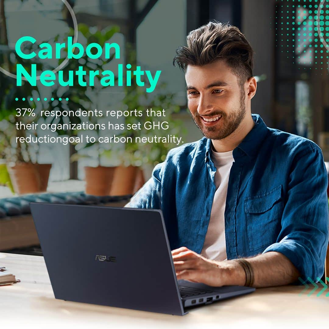 ASUSのインスタグラム：「Global regulations force businesses to reduce carbon emissions. In fact, 53% of respondents indicate that their organizations have set up carbon-reduction timeframes.  Kickstart your carbon-reduction effort with ASUS Expert series.」