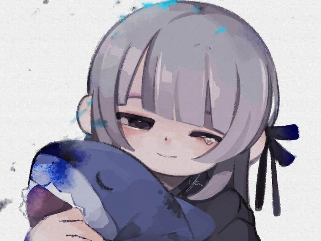ユキノシュガーのインスタグラム：「#drawing#illustration#original#originalcharacter#originalart#cry#shark#melancholy#girl」
