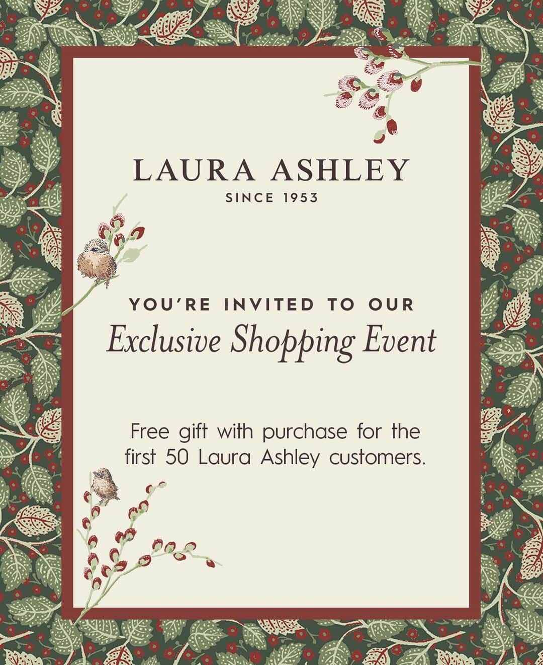 ローラアシュレイのインスタグラム：「Join us at the launch of the Laura Ashley Gift Shop in-store at the following four NEXT locations.⁣ ⁣ 📍Sheffield Home and Garden - Wednesday, 15th⁣ 📍Glasgow, Braehead Home - Wednesday, 15th⁣ 📍Shoreham - Thursday, 16th⁣ 📍Leicester, Fosse Park - Thursday, 16th⁣ ⁣ The shopping event will be held from 5-8pm at each location, plenty of time to pop in after work.⁣ ⁣ The first 50 Laura Ashley customers will receive a free gift with purchase!」