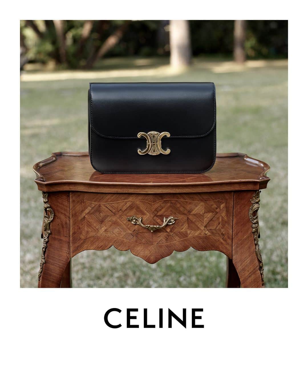 Celineのインスタグラム：「LA COLLECTION DES GRANDS CLASSIQUES 07  CELINE CLASSIQUE TRIOMPHE BAG  COLLECTION AVAILABLE NOW IN STORES AND ON CELINE.COM  @HEDISLIMANE PHOTOGRAPHY SAINT-JEAN-CAP-FERRAT MARCH 2023  #CELINEBYHEDISLIMANE」