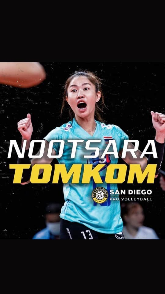 ヌットサラ・トムコムのインスタグラム：「UPDATE: @nootsara13 SIGNED❕   Welcome Nootsara Tomkom, the 10x Southeast Asian Games Champion and 2x Asian Volleyball Champion. She’s been decorated as “Best Setter” countless numbers of times in the CEV Champions League, World Olympic Qualification, and FIVB World Grand Prix.   Her professional career has taken her across the globe, playing in Spain, Switzerland, Azerbaijan, Turkey, and her home country, Thailand.   Now, she’s ready to bring her mojo to SD. 😏  Welcome to San Diego, @nootsara13 😍  • • •  #SanDiegoMojo  🎥: @wearekingdomsd」