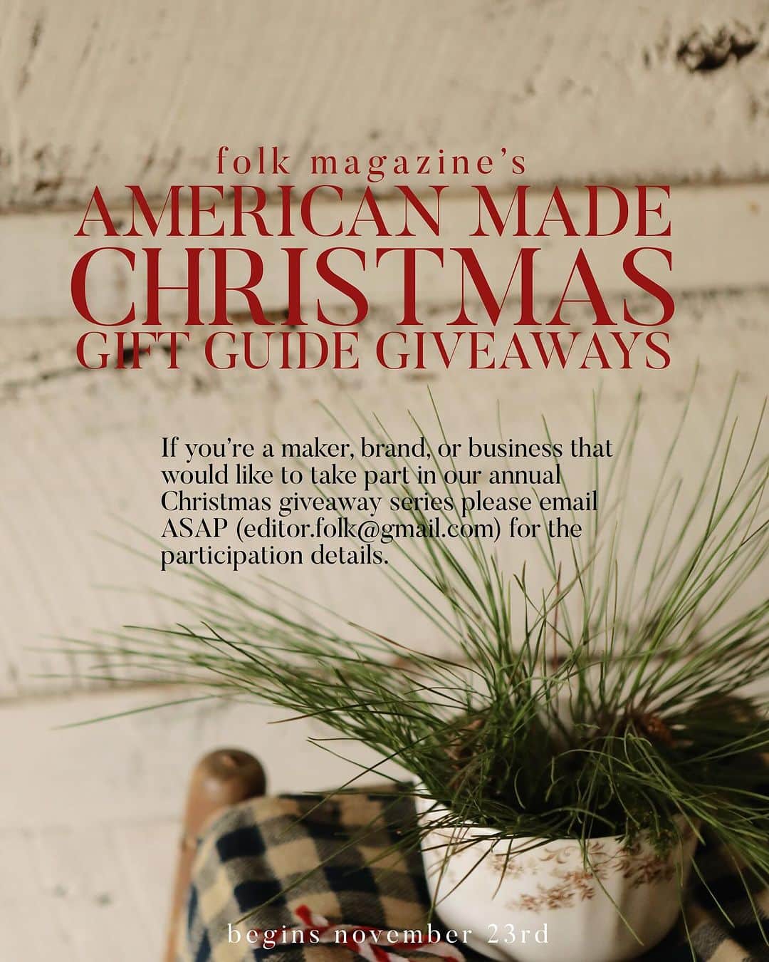 FOLKさんのインスタグラム写真 - (FOLKInstagram)「It’s almost time for our annual American Made Gift Guide Giveaways! If you’re a maker, brand, or business that would like information about participating in this year’s series please email us ASAP (editor.folk@gmail.com). #americanmade #shopsmall」11月14日 12時11分 - folkmagazine