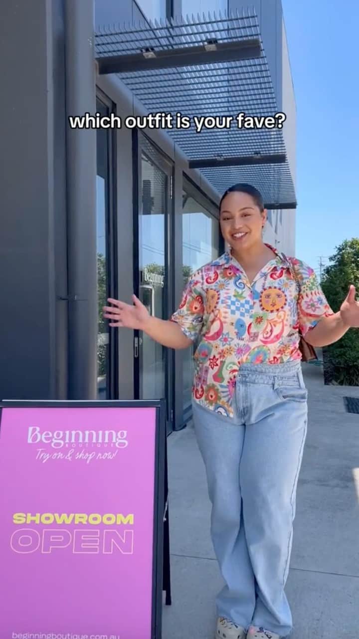 Beginning Boutiqueのインスタグラム：「Angel @maianakerr came for a visit to our Brisbane Showroom to find some styles for the weekend ✨ Which outfit was your favourite? Comment below 🫶🏼」
