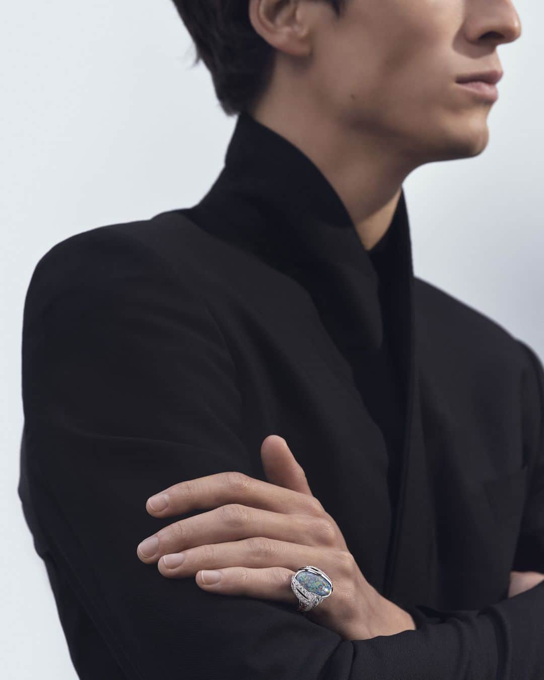 Chaumetのインスタグラム：「Dive into nature's artistry with Chaumet's Bark High Jewellery ring, a mesmerizing tribute to precious wood. Encrusted with jewels, the ring's veined shank holds a captivating 10.13-carat black opal, echoing the rain-kissed allure of waterdrops on a tree.  #Chaumet #LeJardindeChaumet #ChaumetHighJewellery」