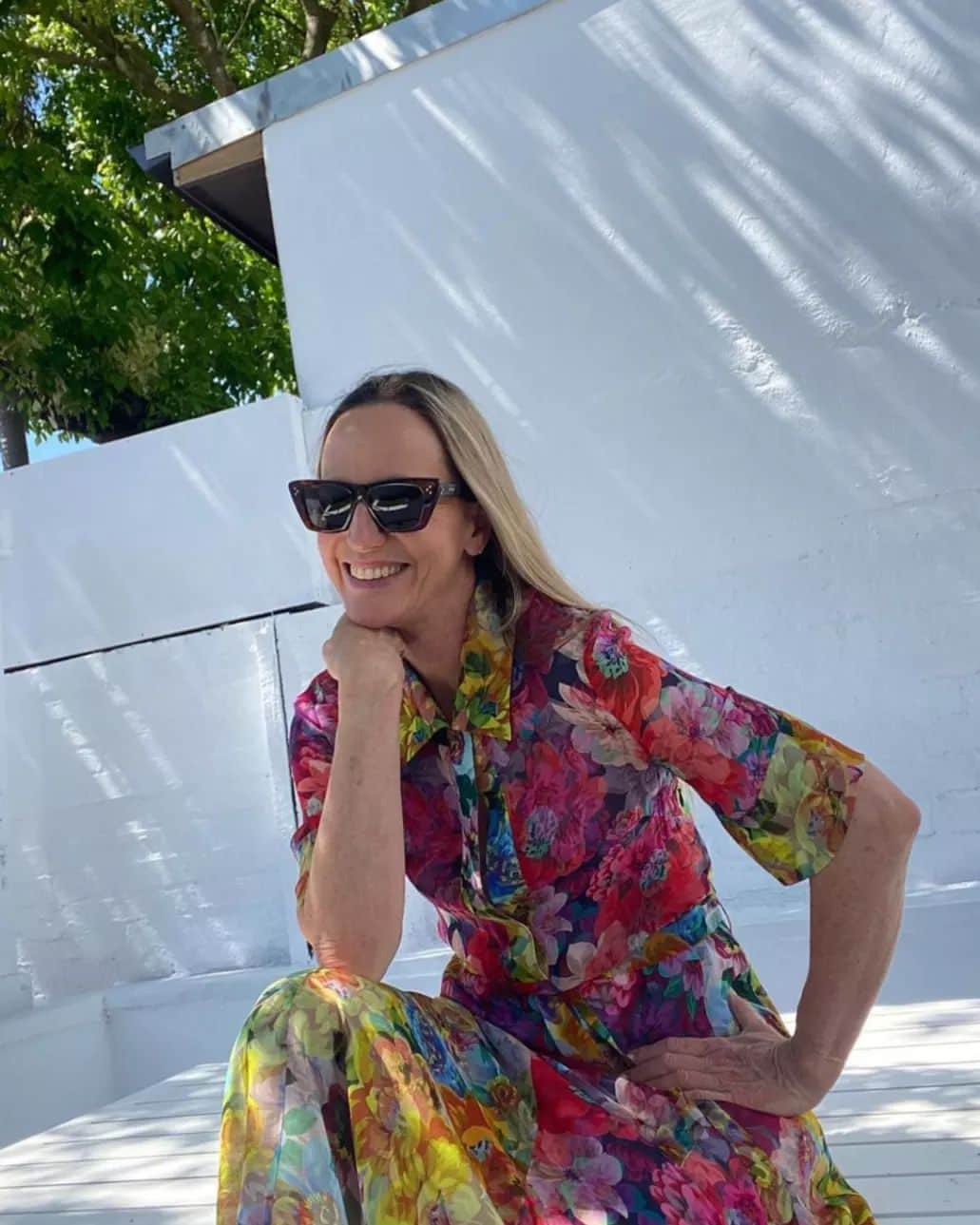 ミーガンパークのインスタグラム：「An advocate for Australian fashion and longtime friend of Megan Park, @nbonython wears the Celia Georgette Tea dress.」