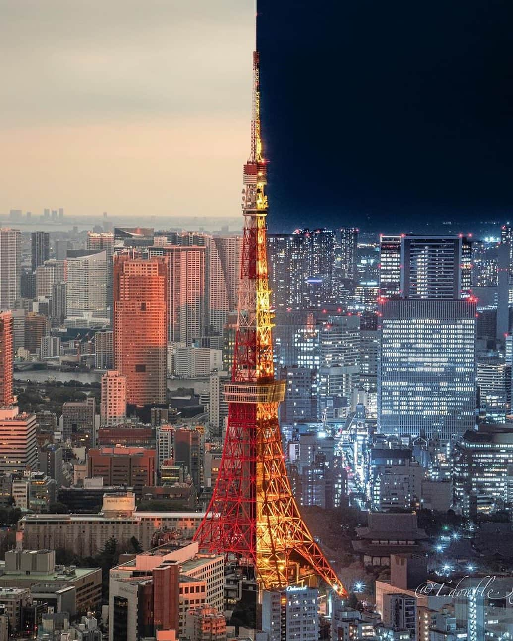 東京タワーさんのインスタグラム写真 - (東京タワーInstagram)「. 本日は、Your Tokyo Tower🗼から 遊び心のある面白いお写真をご紹介！  「half & half Tokyo Tower🗼」  夕暮れ時に撮影された東京タワーと 夜に撮影された東京タワーの合成写真！  それぞれの時間帯、 それぞれの表情を持つ 東京タワーを組み合わせ、 一粒で二度美味しい写真に仕上げて頂きました！  @t.double.x さん、 素敵なお写真をありがとうございました😊  ———————————  【 お知らせ 】  🆕 TikTok  東京タワーの公式TikTokアカウントが 開設されました！  詳細はプロフィールにあるリンクから↓ @tokyotower_official  ■ 公式LINE  東京タワー公式LINEでは 東京タワーのイベント情報を お届けしています！  詳細はプロフィールにあるリンクから↓ @tokyotower_official  ■ Your Tokyo Tower 🗼  # your_tokyotowerで あなたの東京タワーをリポスト！  @tokyotower_official の タグ付けをしてくれると見つけやすいよ！  皆様からの投稿 どしどしお待ちしております！  ———————————  #東京タワー #東京タワー🗼  #tokyotower  #tokyotower🗼  #ハーフアンドハーフ  #halfandhalf」11月14日 17時48分 - tokyotower_official