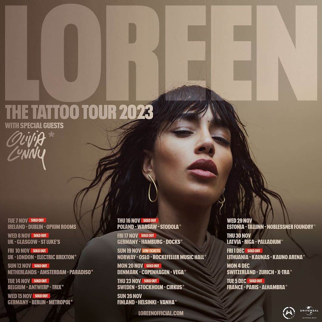 ロリーンのインスタグラム：「Tickets are still available in Norway, Finland, Estonia, Latvia and Switzerland. I can’t wait to see you all 🤍」