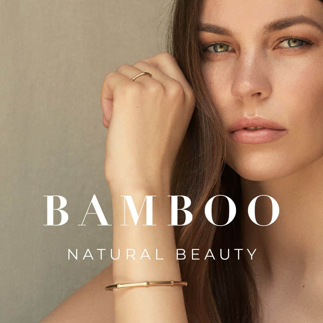 ジュリーサンドラゥのインスタグラム：「Our elegant Bamboo collection in 14 karat gold was⁣created with a desire to celebrate the beauty of nature.  #juliesandlau #bamboo #unity」