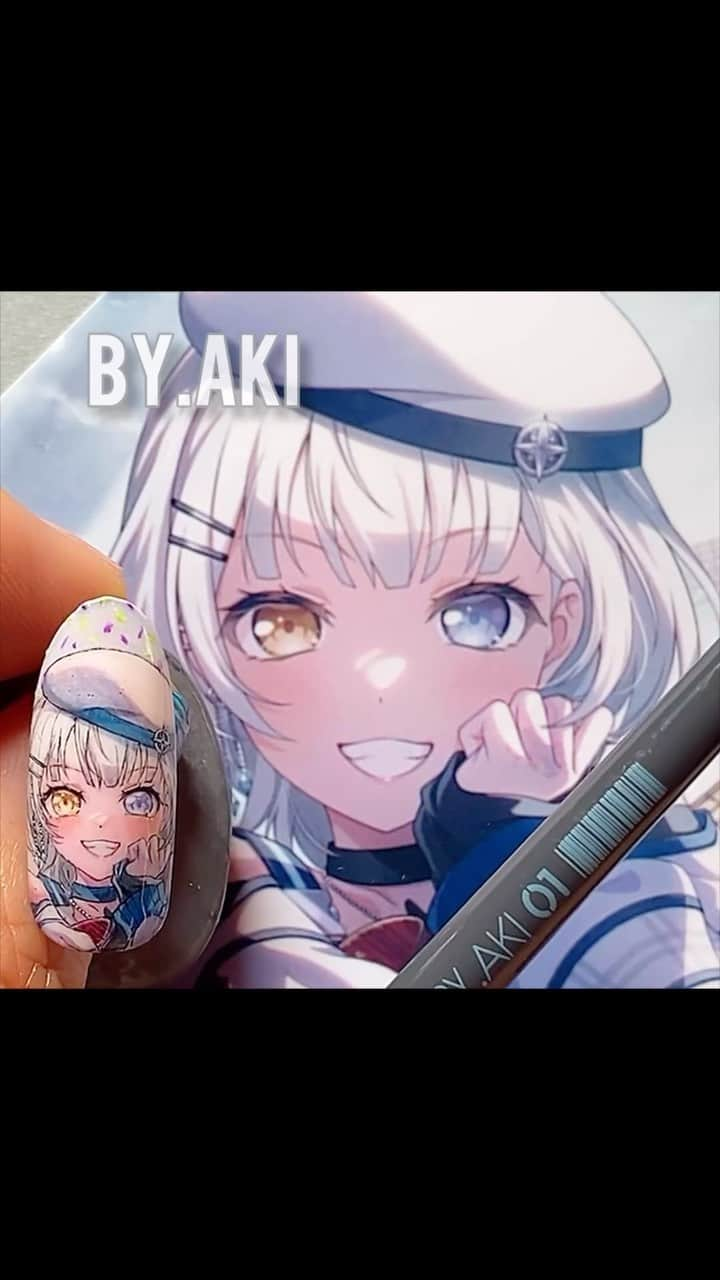 上野明子のインスタグラム：「BanG Dream!バンドリ♬ MyGo!!!!!要 楽奈🤍  やっとMyGo!!!!!描けたー\(//∇//)\  🎨使用商材👇👇👇👇 💅プロショップ　TAT @nailshoptat  💅誰でもショップ　@nailoid.by.aki  💅直接リンク　💻プロフィールURL  #バンドリ  #bangdream  #ガルパ  #garupan   @by.aki #anime#manga#NAIL#ジェルネイル#ネイル#福岡#福岡市#全てジェルネイル#手描きネイル#all.gel#痛ネイル#ネイリスト#キャラネイル#네일#gel甲#美甲#爪甲#clou#مسمار#paku #uña」