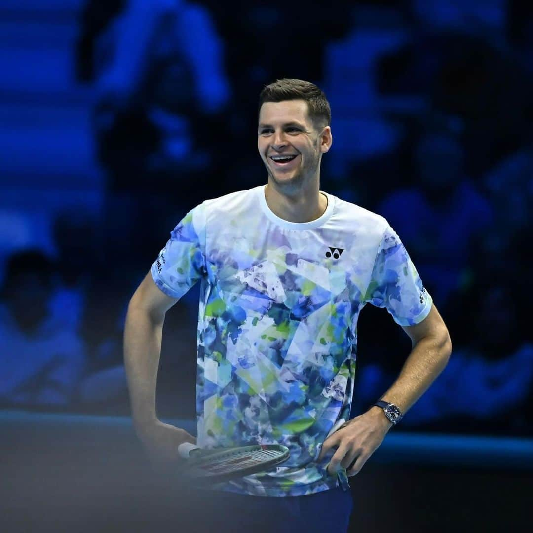 フベルト・フルカチュのインスタグラム：「Had some fun on court today! Feeling excited to be able to play my last match of the season at this special tournament on Thursday. Hope it’s a good one 💪  📸: @nittoatpfinals」