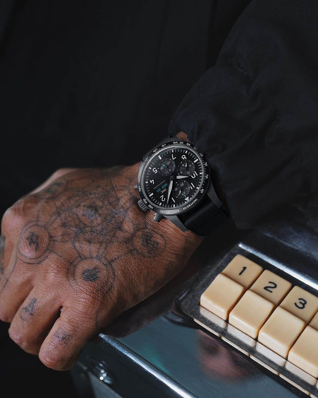 IWCのインスタグラム：「Built for performance.   @lewishamilton and the new Pilot's Watch Performance Chronograph 41 Mercedes-AMG PETRONAS Formula OneTM Team.  🔗Link in bio  #PerformanceChronograph #TheReference」