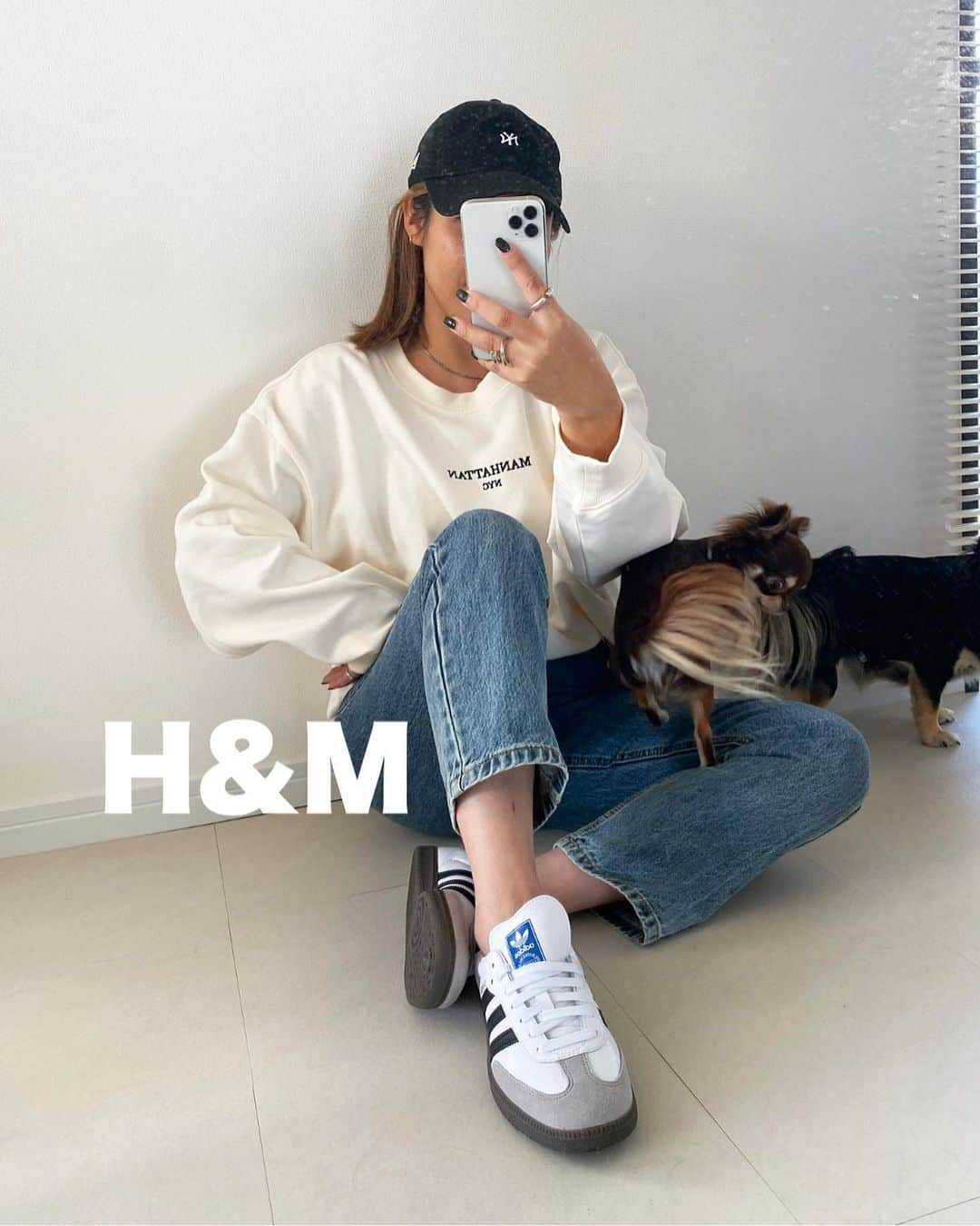 S E I K Oのインスタグラム：「.  載っけてなかったの 載せとく🤍🤍🤍  H&Mのスウェットで カジュアルコーデ👟  ________________________   #hm#エイチアンドエム#プチプラ#プチプラコーデ#プチプラファッション#大人カジュアル#オトナカジュアル#adidas#アディダス#adidassamba #スニーカーコーデ」