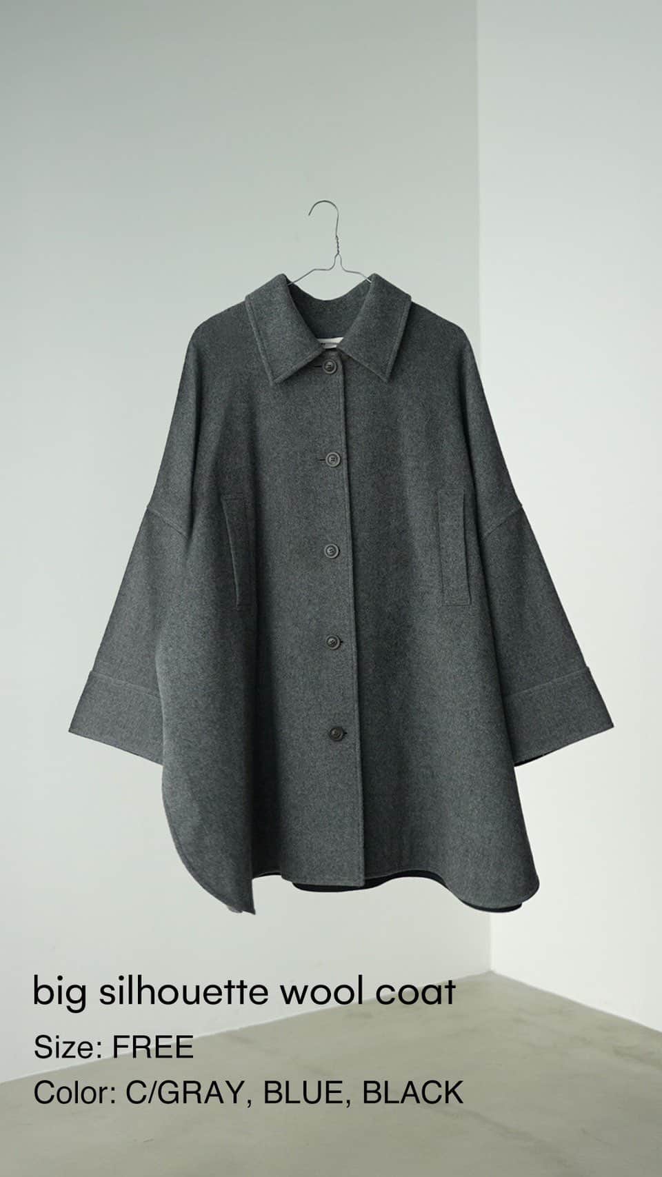 BLACK BY MOUSSYのインスタグラム：「Now on sale ☑︎big silhouette wool coat color：BLU,BLK,C/GRY size：FREE price：¥39,600( tax in )  BLACK BY MOUSSY大人気のビックシルエットコートのウールバージョンが新登場。 身長選ばず着れるこのコートはボトムを選ばずスカートやパンツなど幅広いアイテムと相性も良く、BLACK BY MOUSSYおすすめウールコートです！  LUMINE新宿店 03-5909-1125 LUMINE横浜店 045-444-0508 ㅤㅤㅤㅤㅤㅤㅤㅤㅤㅤㅤㅤㅤ #blkby#blackbymoussy」