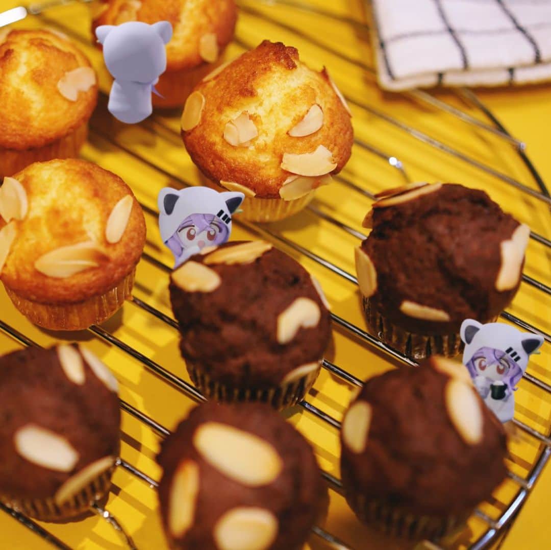 アズマリムのインスタグラム：「🧁🐈🍫  I made these muffins because I had an uncontrollable craving for them. 🐱  このマフィン型はミニサイズのかわいいマフィンが焼けてお気に入り！  #お菓子作り初心者 #お菓子作り #手作りおやつ #muffins #マフィン #cotta #マフィン型 #手作りお菓子 #homemade #homemadesweets #azumalim」