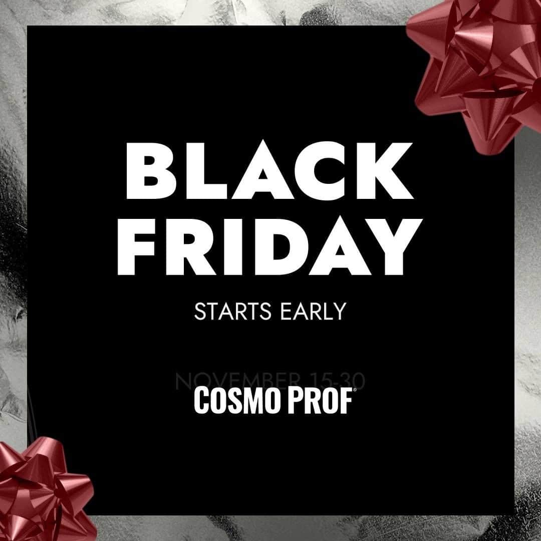 CosmoProf Beautyのインスタグラム：「The Biggest Deals Of The Year Are Here!  Cosmo Prof's Black Friday deals are finally here! Save big on your favorite brands and must-haves with the best savings of the year. Deals start tomorrow, November 15 through November 30th.   Visit us in-store or online at www.CosmoProfBeauty.com to take advantage of the early savings.  #CosmoProf #HolidaysAtCosmoProf #BlackFriday #BlackFridayDeals #EarlyBlackFriday」