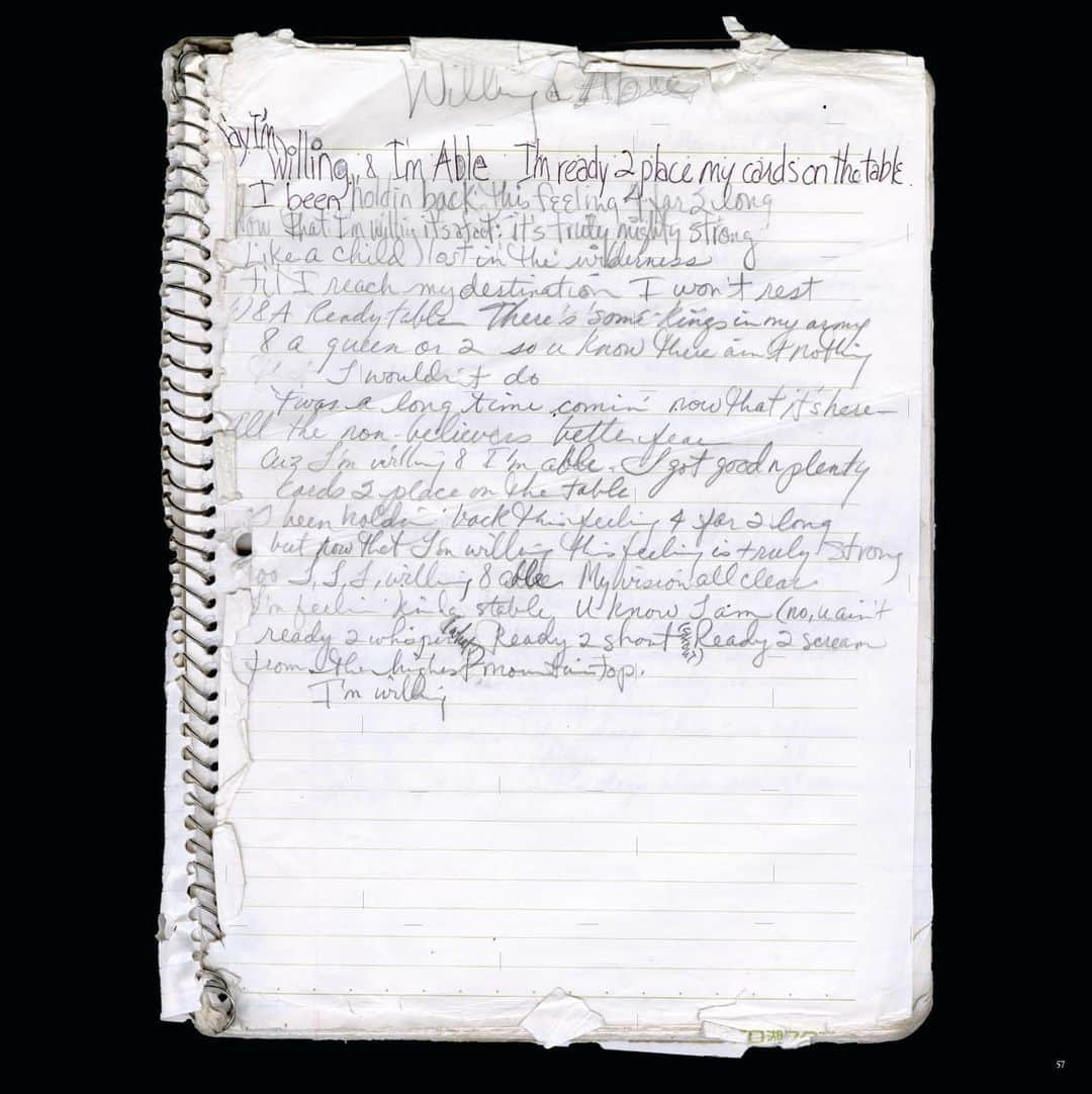 プリンスのインスタグラム：「From the archives: Prince's handwritten first draft of "Willing And Able," from the Diamonds And Pearls Super Deluxe Edition book.   Get a copy of the book by purchasing the Diamonds And Pearls Super Deluxe Edition Box Set today at the link in bio! 💎」