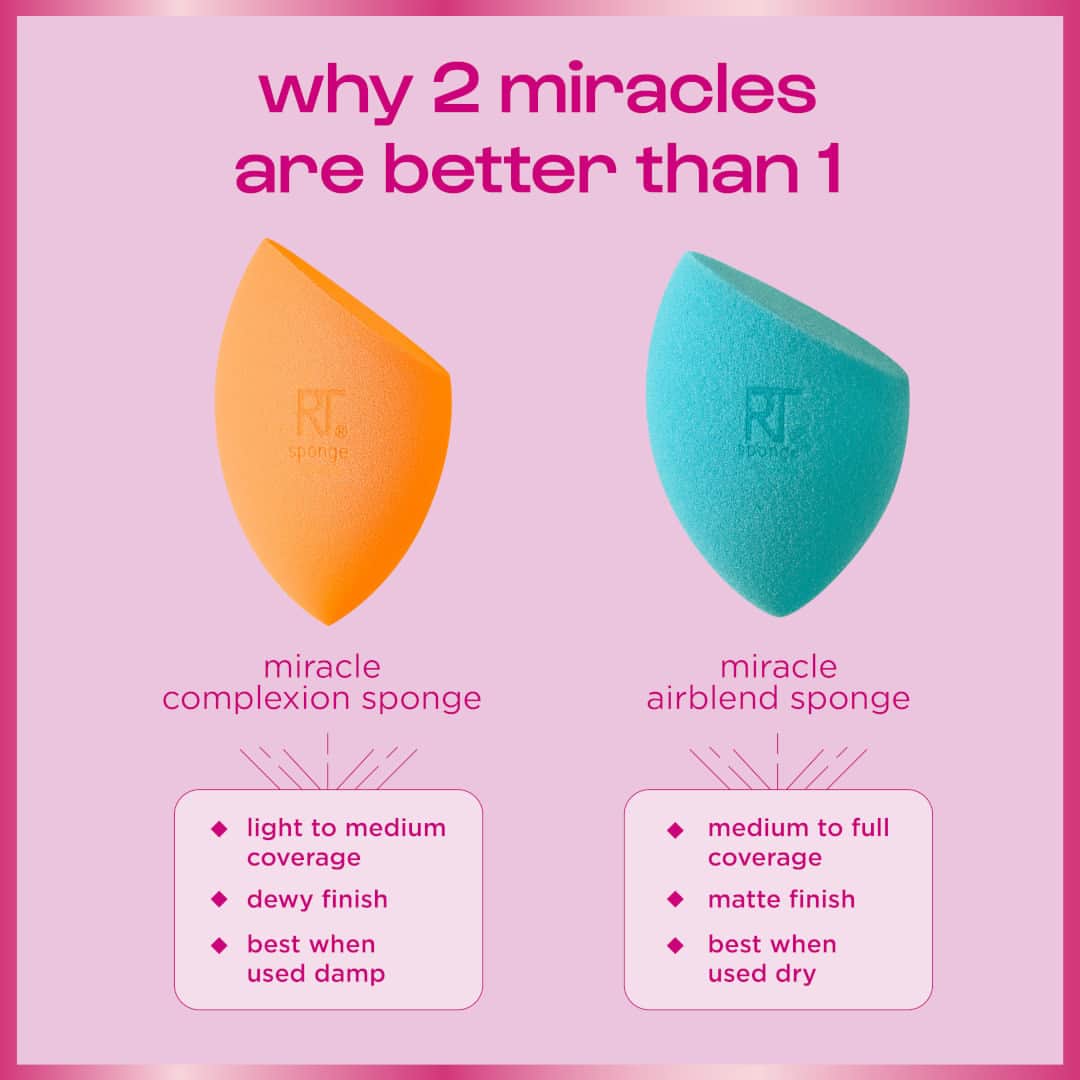 Real Techniquesのインスタグラム：「Why settle for one miracle when you could have two 🤩  In the mood for a light coverage + a dewy makeup look? Use the MCS! Is it a full face with a matte finish kind of day? Use the MAS!  Shop both miracles now @amazon」