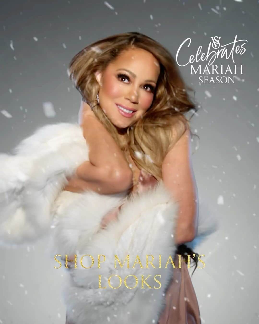 ヴィクトリアズ・シークレットのインスタグラム：「Our holiday plans this year? Getting the Slip Dress and matching set as seen on @mariahcarey and exuding all the festive vibes, whether we’re going out on the town or cozying up at home. #MariahSeason」