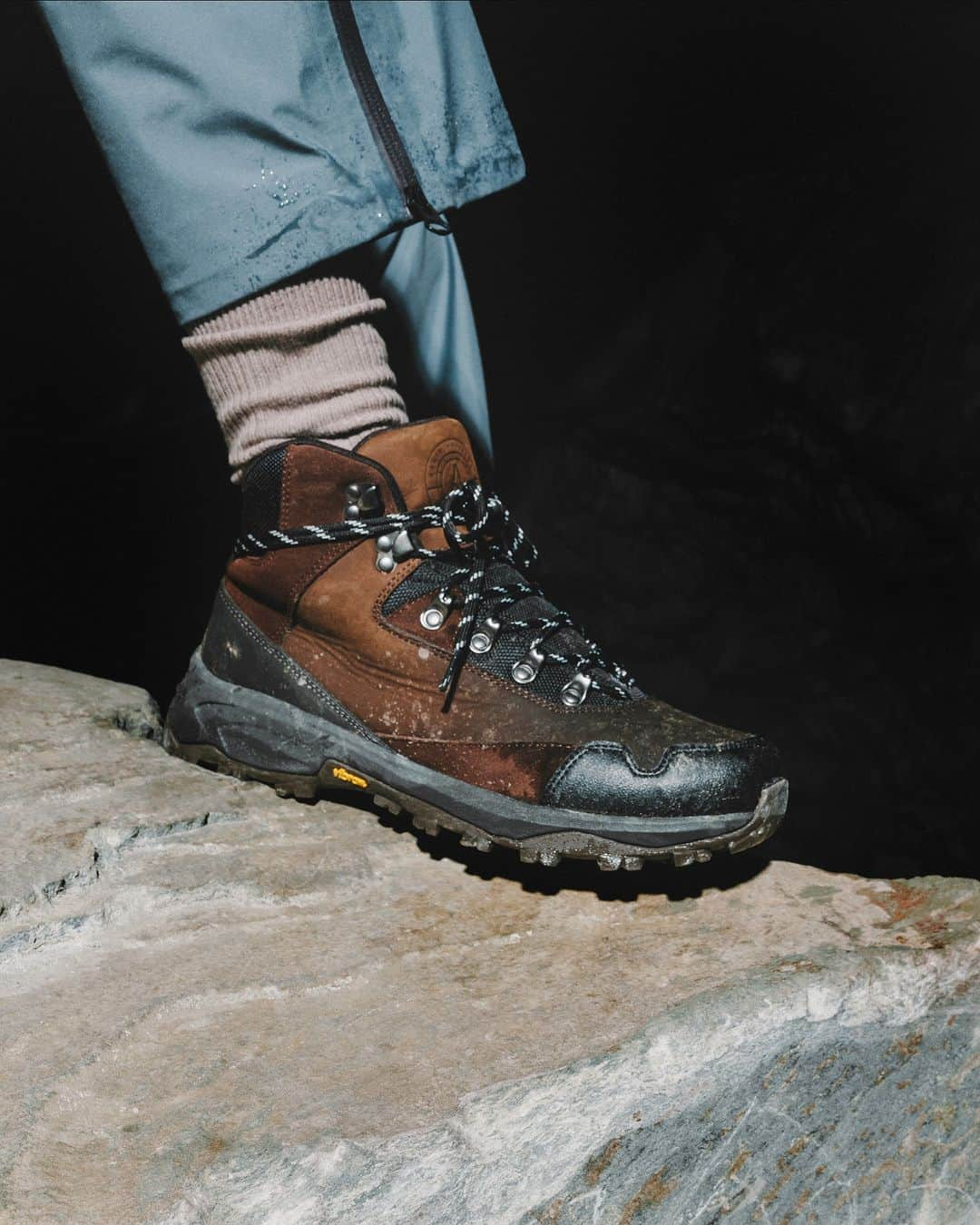 ビブラムのインスタグラム：「Channelling the fortitude and unwavering nature of the Arctic terrain, the AW23 evolution of @norseprojects ARKTISK collection embarks on a journey of construction and the symbiotic relationship between humanity and nature. Made with Vibram sole technologies, the Trekking Boot is designed to withstand even the toughest environments.   A commitment to innovation.  Campaign Production: @project.703  Creative Direction: @l.holl  Photographer: @somesundays  #Vibram #ConfidenceInEveryStep #YourConnectionToEarth」