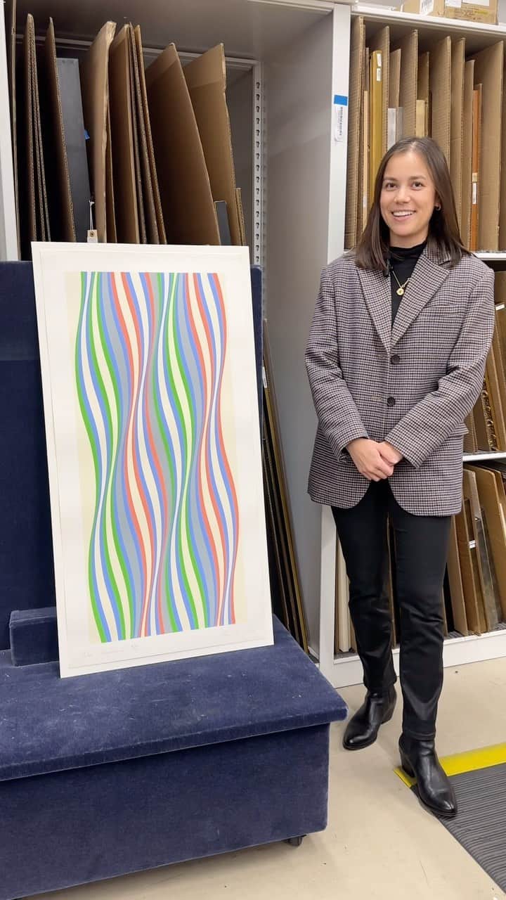 クリスティーズのインスタグラム：「Bridget Riley’s ‘Blue Dominance’  Christie’s New York is proud to feature this outstanding work by Bridget Riley in our online Graphic Century sale, closing tomorrow @ 10AM ET!  Riley helped shape the optical art movement of the 1960s, and this screenprint is a prime example of the intricate approach to abstraction the artist developed over the course of the previous decade. Explore this mesmerizing print online now along with the entire selection of prints via the LinkinBio!  Graphic Century | New York | 1-15 November」