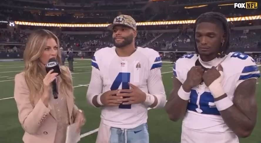 エリン・アンドリューズのインスタグラム：「#ICYMI @_4dak @cee2x___ on their connection, breaking records, & racking up all those yards!!!   @dallascowboys @jilliangregory @nflonfox @veronicabeard @alyssafgreene #cowboys」