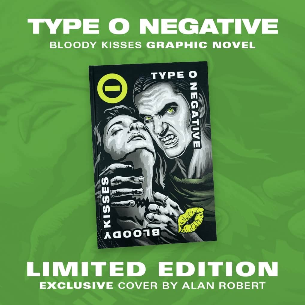 Revolverさんのインスタグラム写真 - (RevolverInstagram)「💚 Type O Negative are celebrating 30 years of 'Bloody Kisses' by teaming with Z2 Comics for a graphic novel packed with art and stories by members of Anthrax, Biohazard, Lacuna Coil and many more. ⁠ ⁠ We have an exclusive version with cover art drawn by Life of Agony's Alan Robert.⁠ ⁠ 🔗 Order yours at the link in bio. ⁠」11月15日 2時02分 - revolvermag