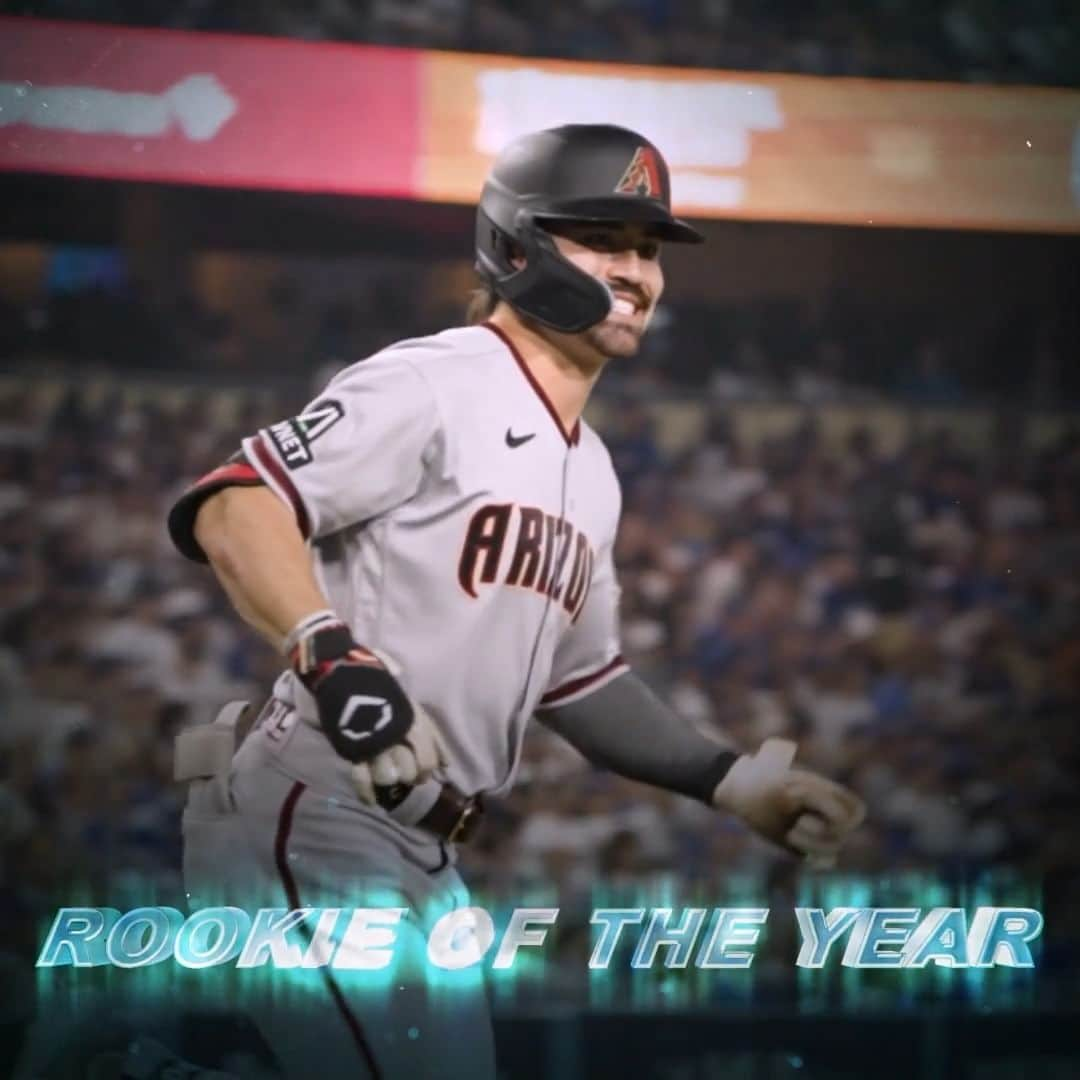 アリゾナ・ダイヤモンドバックスのインスタグラム：「25 homers. 54 stolen bases. All-Star Starter. First Rookie of the Year in franchise history.  We can't wait to see what @corbin.carroll will do next. 🤩」