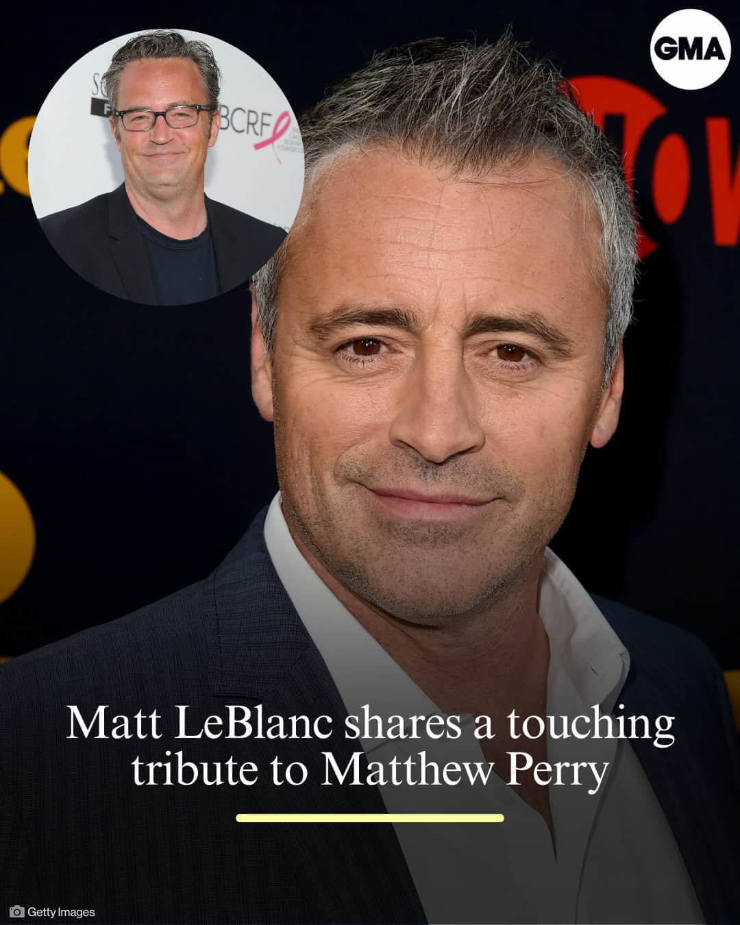 Good Morning Americaさんのインスタグラム写真 - (Good Morning AmericaInstagram)「Matt LeBlanc posted a touching tribute honoring his late "Friends" co-star Matthew Perry. ❤️  Read more at our link in bio.」11月15日 2時18分 - goodmorningamerica
