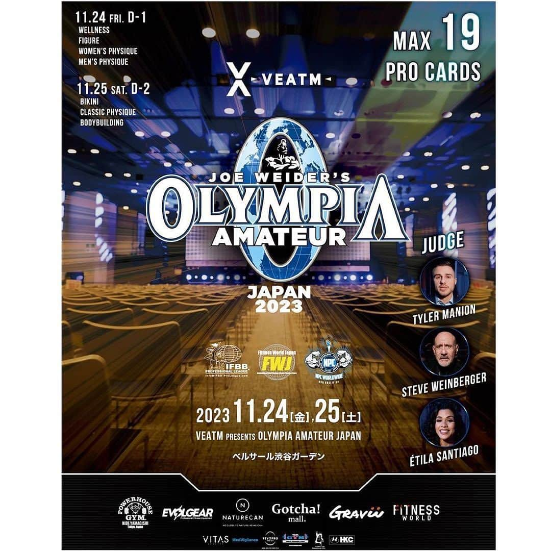 Hidetada Yamagishiさんのインスタグラム写真 - (Hidetada YamagishiInstagram)「Repost from @belspo_3776 • . JAPAN PRO, the Olympia Qualifier, will be held at the end of next month! . Belgym, the sponsor of the pro show, wishes the competitors success and invites all pro athletes FREE of charge!! . Amateur athletes who aspire to become professionals are also welcome for one coin. ………………………………………  Check out the details.↓↓↓   Period: October 29 - November 30 Admission: FREE for IFBB PRO, 500 yen for amateur athletes ☑Proof of contest entry must be presented at the front desk.   【Gym Location】 271-1, Yatsuka-kamicho, Soka-shi, Saitama (Take Hibiya Line from Ueno Station and get off at Yatsuka Station. 10 minute walk)   【Phone number】 81-48-921-3776   【Gym Hours】 5:00 - 24:00 (Closed on November 11 and 22)  ………………………………………  . Video and photography are allowed in the gym. . All competitors welcome! We look forward to seeing many competitors!! . . . . #belgym #fwj #team_fwj #hidetada_yamagishi #hidetadayamagishi #ifbbpro #competitor #physiquecompetitor #texasfamilyfitness #goldgymtexas #officialgasp #fitnessfactory #evolutionfitness #metroflexgym #ronniecoleman #japanpro」11月15日 2時21分 - hideyamagishi