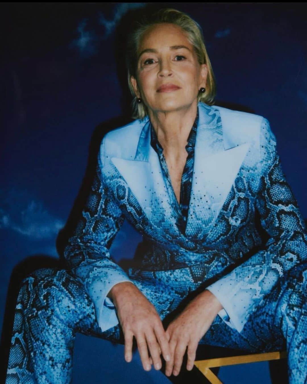 エルマンノシェルヴィーノのインスタグラム：「Beautiful @sharonstone graces the 2023 #VultureFestival in a show-stopping #ErmannoScervino look.   Styling by @theparislibby   #ErmannoScervino」