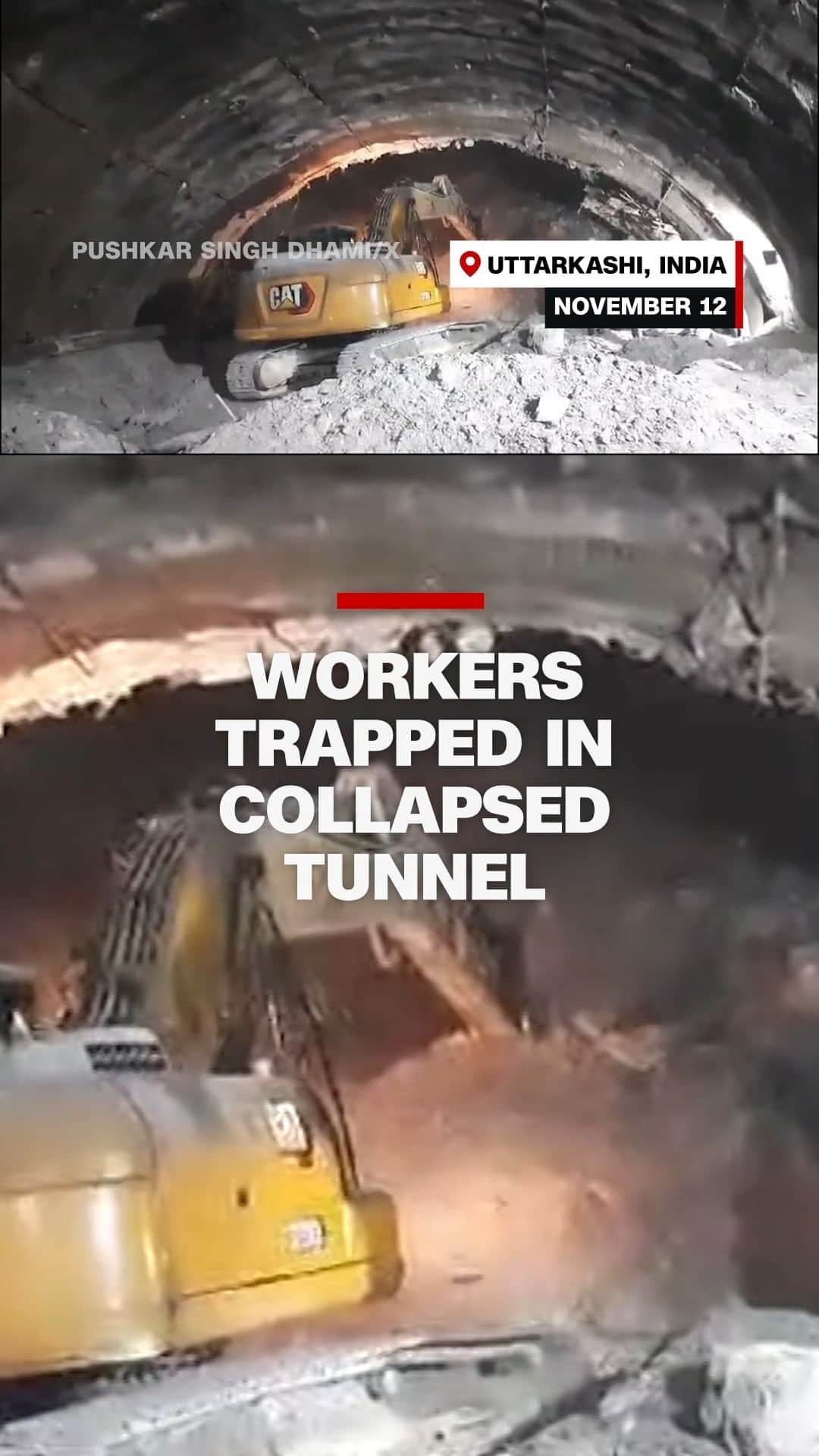 CNNのインスタグラム：「Rescue efforts are underway in northern India to save as many as 40 workers after a mountain tunnel they were working on collapsed on November 12.」
