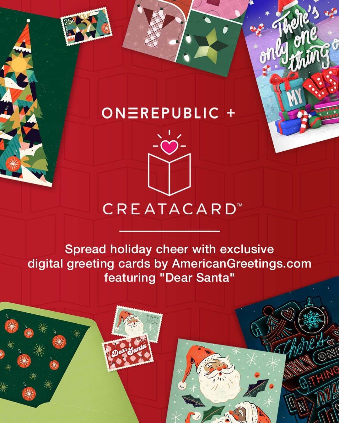 OneRepublicさんのインスタグラム写真 - (OneRepublicInstagram)「🎅🎁 Spread the love and cheer this holiday season with brand new Creatacard™️ designs from AmericanGreetings.com featuring Dear Santa! Head to the link in bio to see more info. ❄️」11月15日 3時01分 - onerepublic