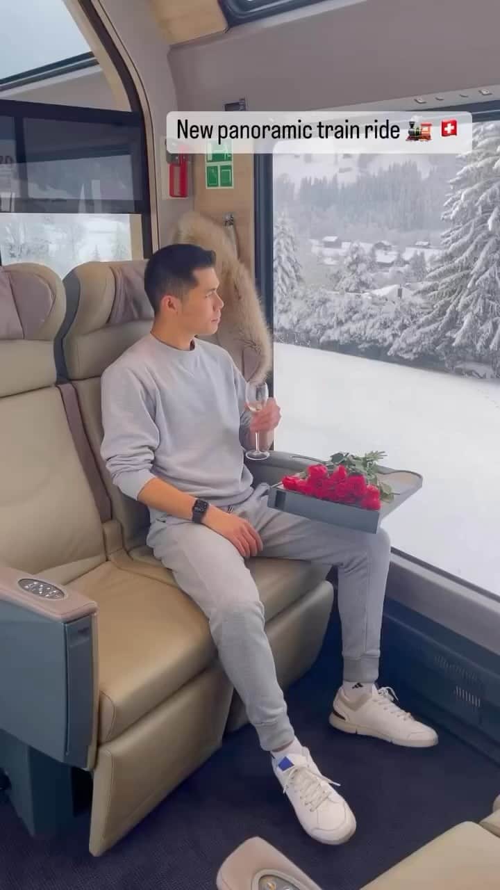 Awesome Wonderful Natureのインスタグラム：「Magical train ride with @moss.switzerland 🚂😍❄️ Tag who you’d ride it with 🙌🏼😍 . 🎥 by @moss.switzerland  📍Interlaken to Montreux - Switzerland 🇨🇭  .   #switzerland #place #train #discover #explore #landscape #photography #travels #vacations #travel #geography #vacation #tlpicks #swiss」