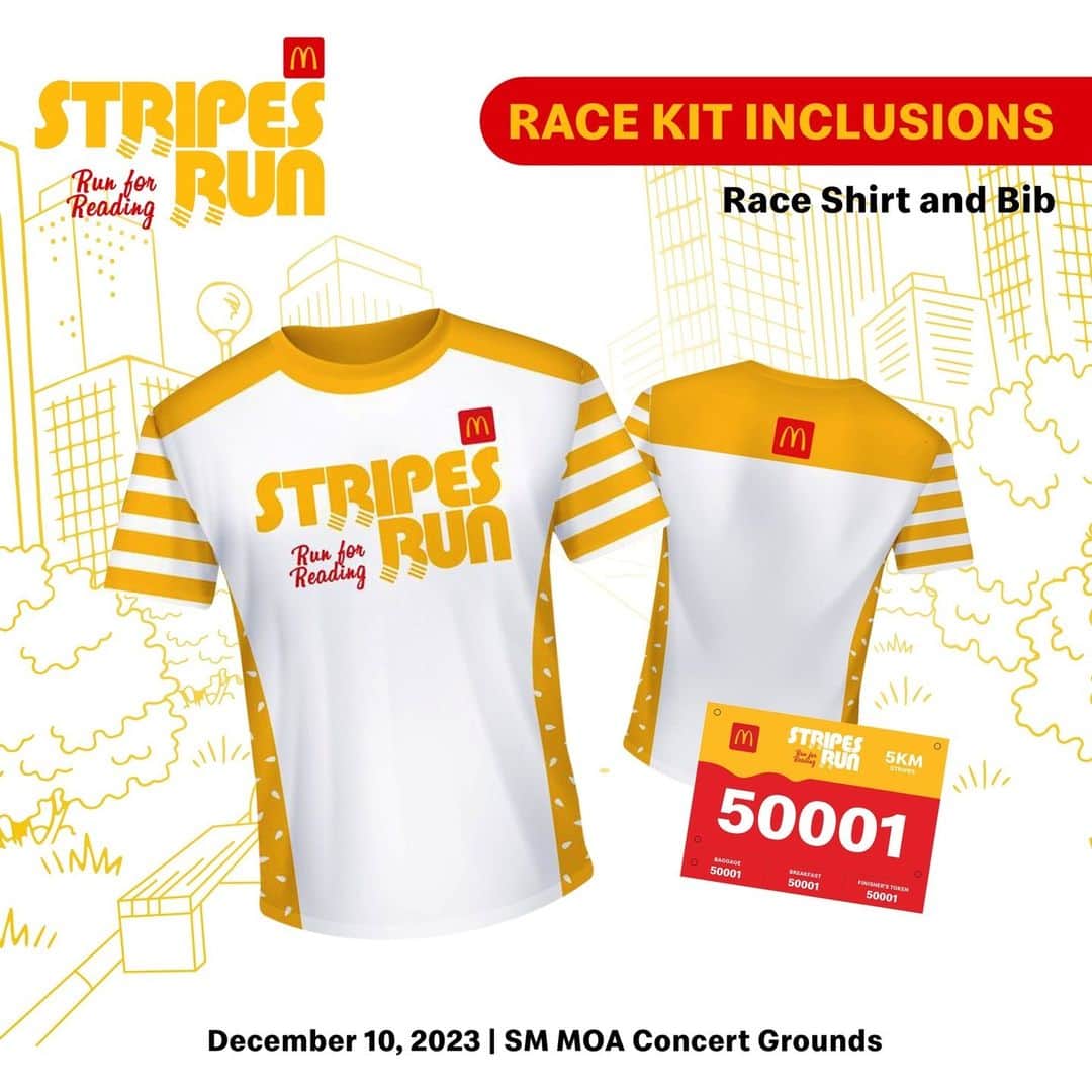 McDonald's Philippinesのインスタグラム：「Looks promising! 👀 Register na and get your very own Stripes Run 2023 Race Kit! Comes with the exclusive Stripes Run sesame socks.」