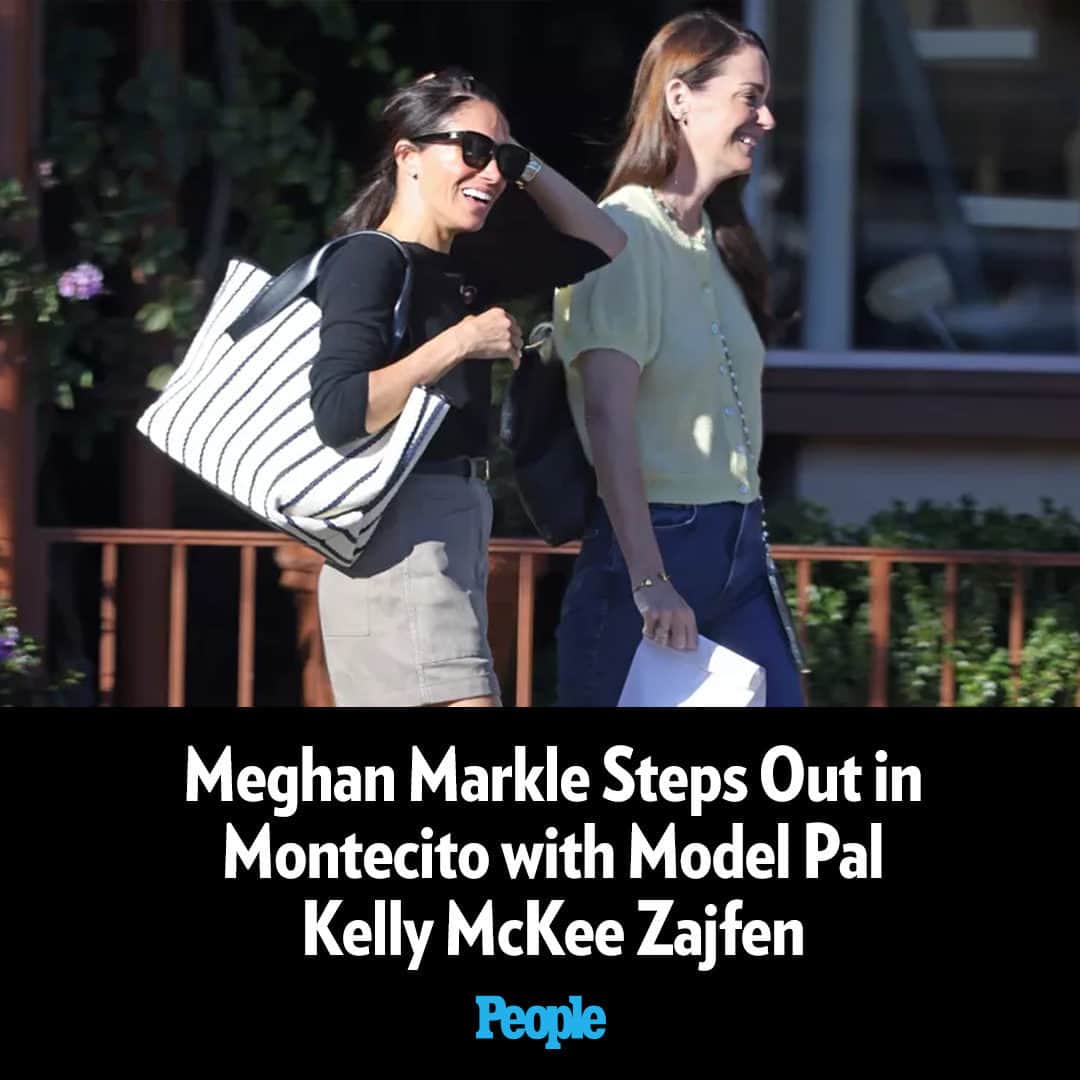 People Magazineのインスタグラム：「Meghan Markle had a girls' day out! The Duchess of Sussex was spotted on Friday in Montecito with her friend Kelly McKee Zajfen, the co-founder of Alliance of Moms. Tap the link in bio for more, including the very British accessory she wore. | 📷: BACKGRID」