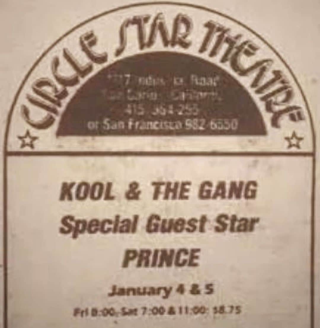クエストラブのインスタグラム：「Wow I can’t believe @patricia.adores.prince found this mythical legendary flier of a show I heard about that actually goes down in history.  This show is crucial. Before he died Ronald Bell of K&TG shared a story about hearing “I Wanna Be Your Lover” for the first time at this particular venue  Gauging the audience reaction he knew this song was an immediate hit——and as with most craftsmen: you hear a song, you study the elements, you recreate it, you dismantle it and rebuild it into your own.   So he notated the chords & rhythm on staff paper, stared at it….& does what most songwriters do: plays the chords BACKWARDS. Figures out a rhythm that fits.   He gives birth to their biggest song: Celebration.  But it’s a groove, not a complete song just yet. (he now needs a bridge but has no ideas)  On top of the piano is a Billboard Magazine. He opens to the top 100 pop hits to see what song his band would resonate with. It just so happens that the number 5 song in the country was the red hot “Rock With You” (MJ’s “Off The Wall” lp was burning up the world—-so he takes what he feels is the best part of the song (the verse “girl close your eyes let the rhythm get into you”)——grabs those chords —-transposes to a lower key to fit his reverse “Rovel Rouy Eb Annaw I” groove and now he adds the words (“it’s time to come together it’s up to you, so what’s your pleasuaaaagggghh??!”)  & there it is: Prince first hit backwards & Michael Jackson’s hit that proves he won’t be a one hit comeback artist is how we got the inescapable “Celebration” by @koolandthegang. Wow!」