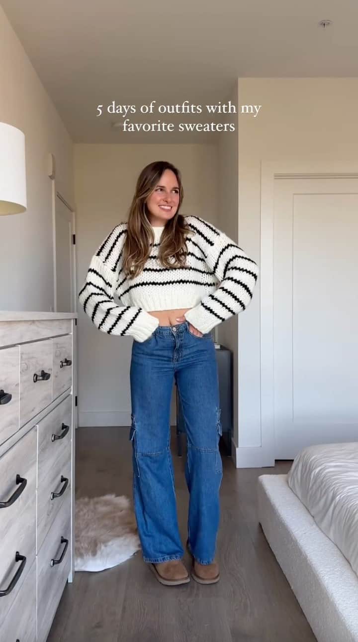 Beginning Boutiqueのインスタグラム：「We couldn't be more obsessed with how @ali.knutson has styled our Belmont White Striped Sweater 🤍」