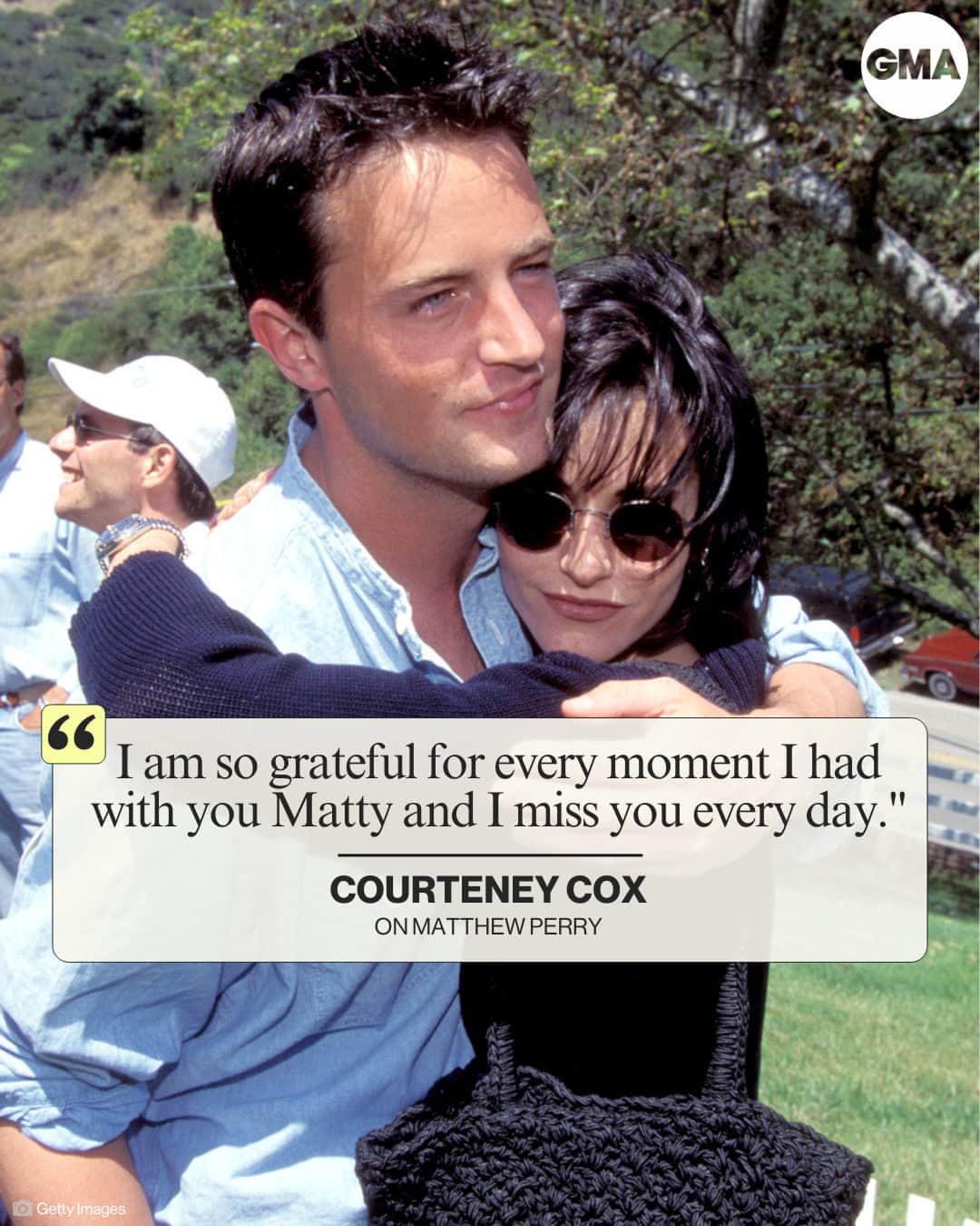 Good Morning Americaさんのインスタグラム写真 - (Good Morning AmericaInstagram)「Courteney Cox posted a heartfelt tribute honoring her late "Friends" co-star Matthew Perry.  The actress shared a clip of them on the iconic sitcom to Instagram and wrote about what Perry, who died at the age of 54, meant to her in her life.  Find her full tribute and her touching story about Perry at our link in bio ❤️」11月15日 5時59分 - goodmorningamerica