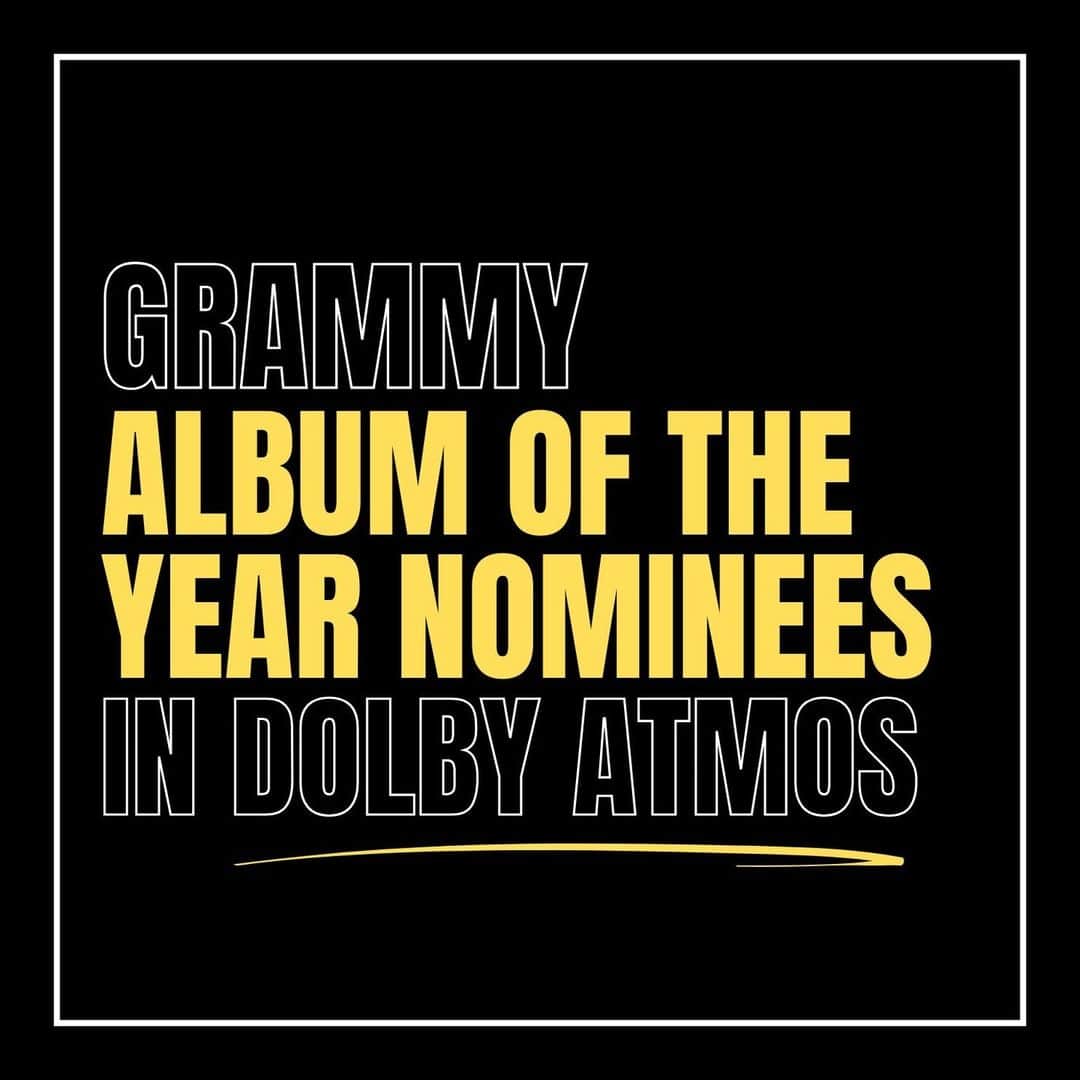 ドルビーラボラトリーズのインスタグラム：「For the record, every album nominated for #GRAMMYs Album Of The Year is available to listen in #DolbyAtmos 💿」
