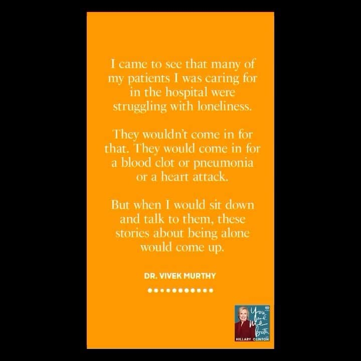 ヒラリー・クリントンのインスタグラム：「If you’ve felt lonely in America lately, here’s the thing: You’re not alone. I spoke with U.S. Surgeon General @DrVivekMurthy about his own experiences of loneliness, the causes and effects of our current loneliness epidemic, and why creating opportunities for connection should be a national priority. Find our full conversation in this week’s episode of You And Me Both, available at @iHeartRadio or wherever you get your podcasts.」