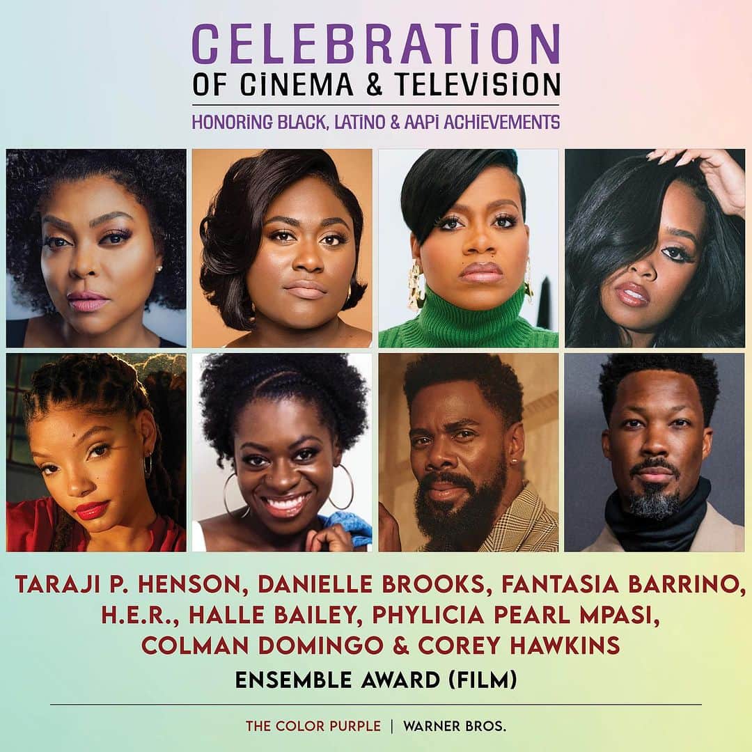 タラジ・P・ヘンソンのインスタグラム：「THANK YOU @criticschoice for giving us our flowers!!💐💐💐 My COLOR PURPLE FAMILY will be receiving the Ensemble Award at the Critics Choice Association’s Celebration of Cinema & Television: Honoring Black, Latino and AAPI Achievements 💜💜💜 #CCCelebration #CriticsChoice」
