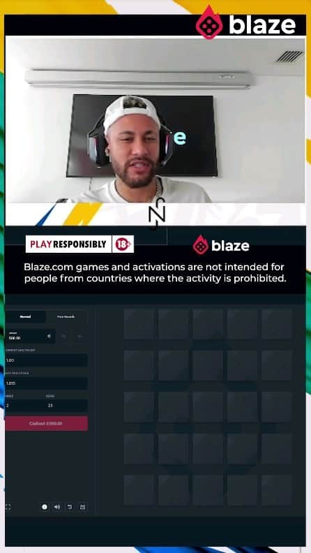 ネイマールのインスタグラム：「No Mines, além da sua sorte você também conta com várias opções de personalização! 🔥 Quantas minas você está disposto a arriscar? 💎 O Neymar foi longe com duas, mas o risco sempre existe! 💣  Será que você consegue ir além? Vem pra Blaze! 🎲🔥 Jogue com responsabilidade, não há garantia de ganhos ⚠️」