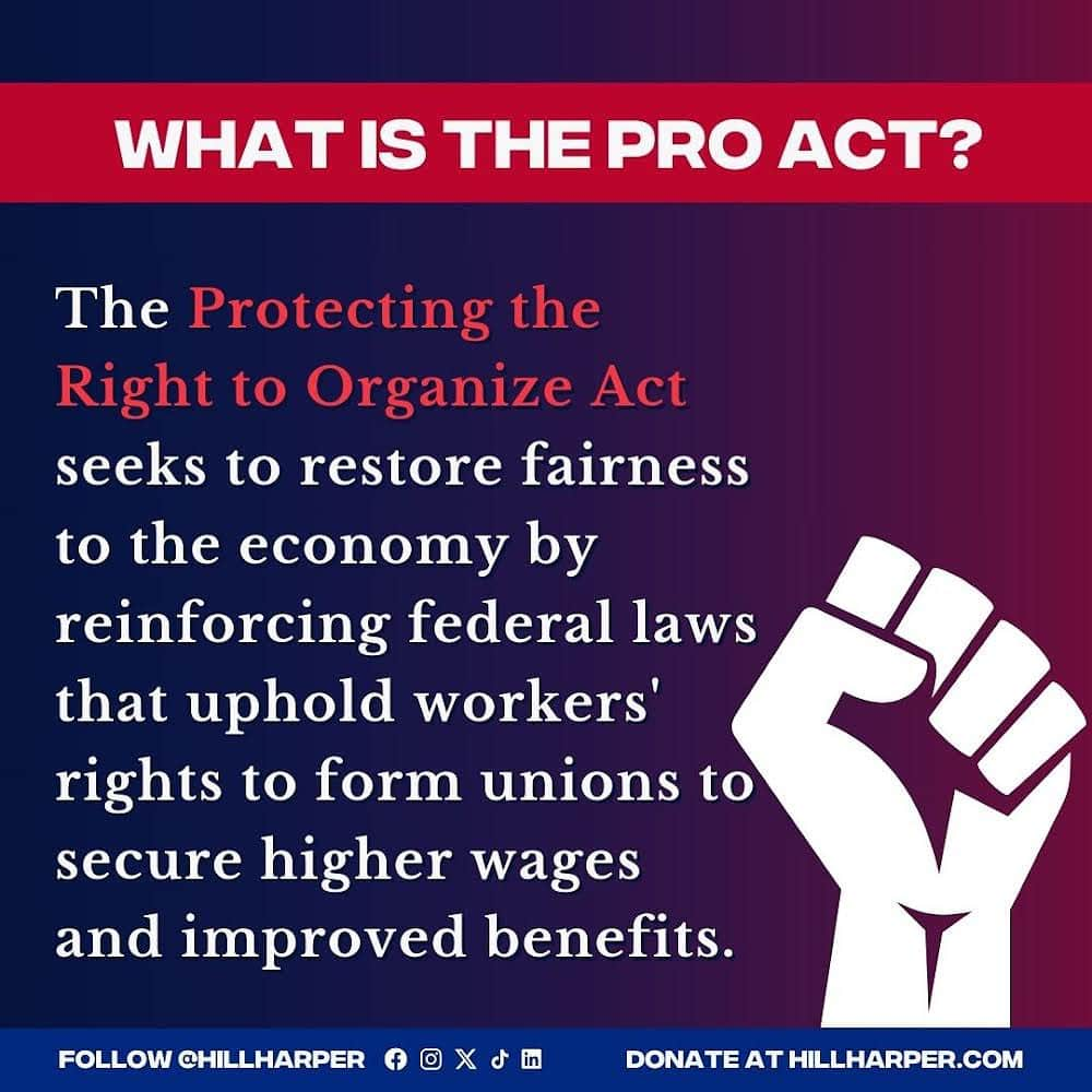 ヒル・ハーパーさんのインスタグラム写真 - (ヒル・ハーパーInstagram)「The victories for workers gained by unions like the UAW and SAG-AFTRA show us that when we believe and when we work together, we can make things better. There is a rich tradition of labor activism in Michigan that has uplifted workers for generations. We have seen firsthand how unions result in higher wages, improved living standards, and stronger rights for workers. I am a strong supporter of the Protecting the Right to Organize (PRO) Act because it continues this tradition, ensuring that workers' voices are heard and their rights are protected, both in Michigan and across the country.  As Michigan's next US Senator, I will work diligently to pass the PRO Act, to strengthen our unions, and to support workers in our evolving economy. To me, the #PROAct is more than just legislation; it represents a pledge to Michigan's workers — a promise to defend their rights and ensure that they have fair wages and safe workplaces. #UnionStrong」11月15日 7時51分 - hillharper