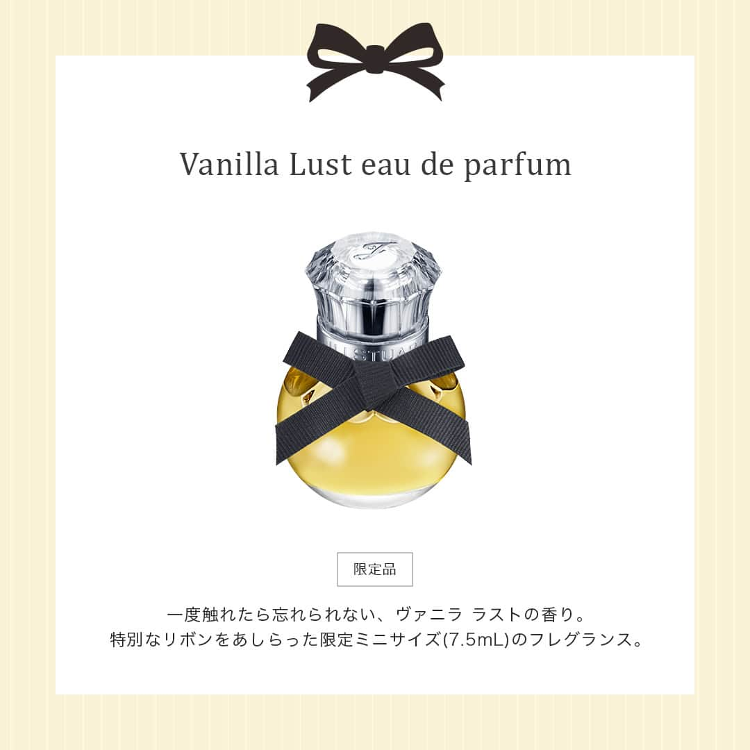 JILLSTUART BEAUTYさんのインスタグラム写真 - (JILLSTUART BEAUTYInstagram)「JILL STUART Vanilla Lust Limited Items 〜Promise Ribbon〜 12月1日(金)より発売 《11月17日(金)より予約開始》  ■ヴァニラ ラスト　オード パルファン 気品ある佇まいをそのまま小さくし、 ブラックリボンを添えた、 持ち運びやすいミニサイズ（7.5mL）が限定登場。 上質感のあるネジキャップ仕様です。  #jillstuart #jillstuartbeauty #ジルスチュアート #ヴァニララスト #バニラ #オードパルファン #フレグランス #香水」11月15日 17時00分 - jillstuartbeauty