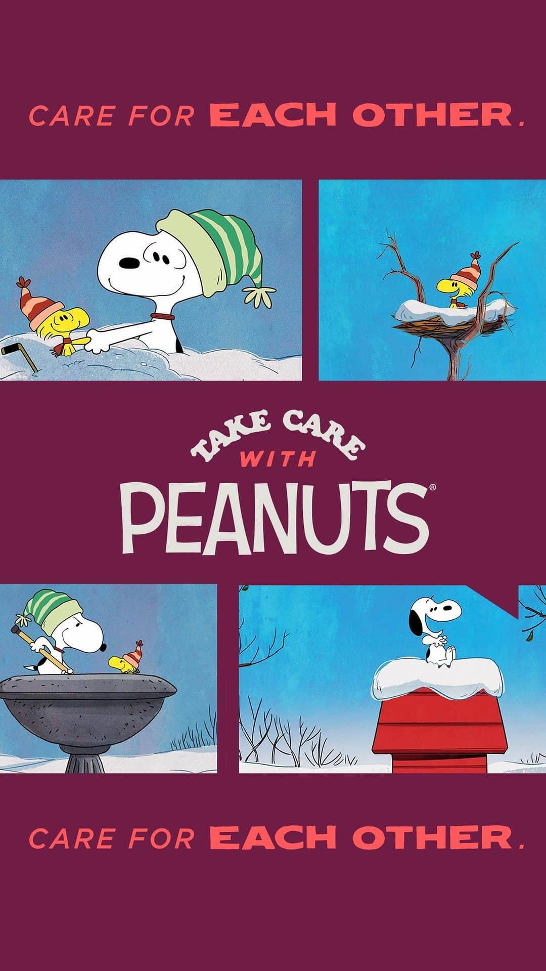 スヌーピーのインスタグラム：「Snoopy and Woodstock face off in hockey and learn the importance of being a good sport! #TakeCareWithPeanuts #TakeCareOfEachOther」