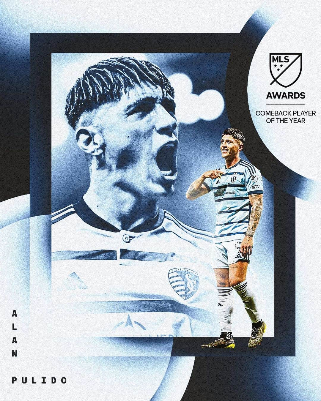 Major League Soccerのインスタグラム：「2022: Missed the entire season with knee surgery.  2023: Scored 14 goals with 3 assists and led @sportingkc to the postseason.   @alan_pulido17 is your 2023 MLS Comeback Player of the Year. 💪」