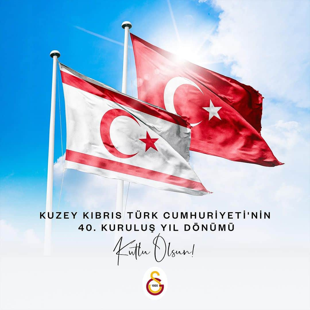 ガラタサライSKさんのインスタグラム写真 - (ガラタサライSKInstagram)「Yavru Vatan Kuzey Kıbrıs Türk Cumhuriyeti'nin 40. kuruluş yıl dönümünü kutluyor, bu uğurda canlarını siper eden tüm aziz şehitlerimizi ve kahraman gazilerimizi sonsuz şükran ve minnetle anıyoruz.」11月15日 16時00分 - galatasaray